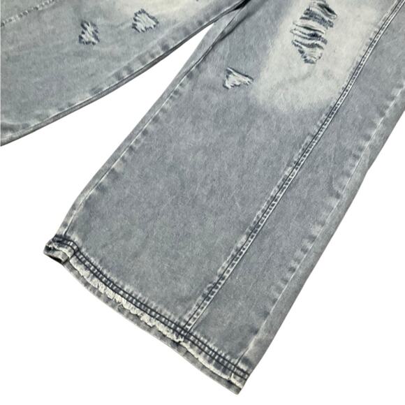 Easel Women's Jumpsuit Overalls Distressed Denim NWT - Picture 7 of 16